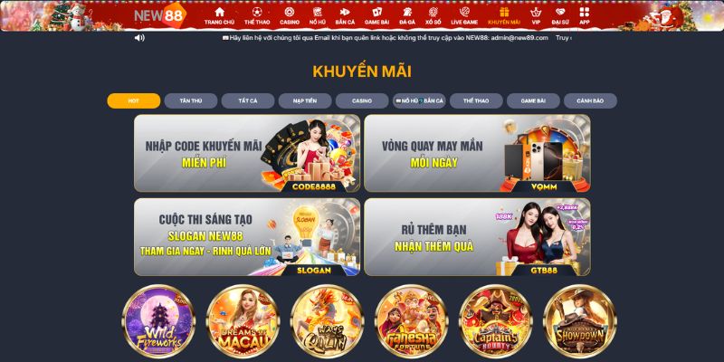 Các chương trình khuyến mãi NEW88 cập nhật 2025
